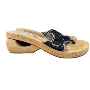 Retro Skechers Platform Sandals Wood Style 10 Denim Beachy Resort Classic Preppy